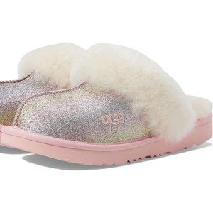 NIB YOUTH 5 6 WOMENS 7 8 COZY GLITTER‎ PINK SHEARLING LINED SLIPPERS